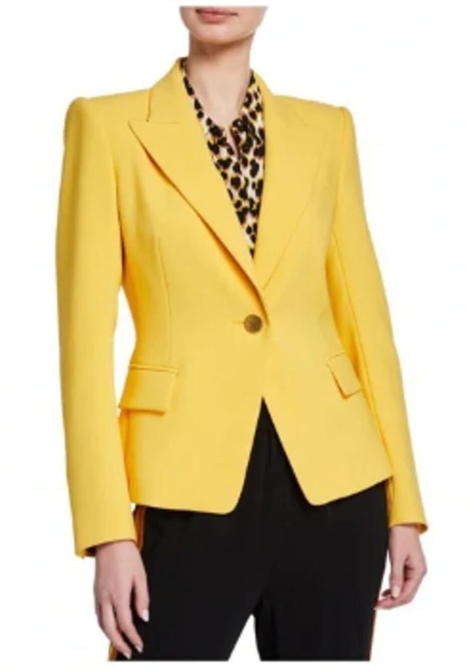 KOBI HALPERIN Dylan One-Button Tailored Jacket In Canary Yellow Womens Size XS